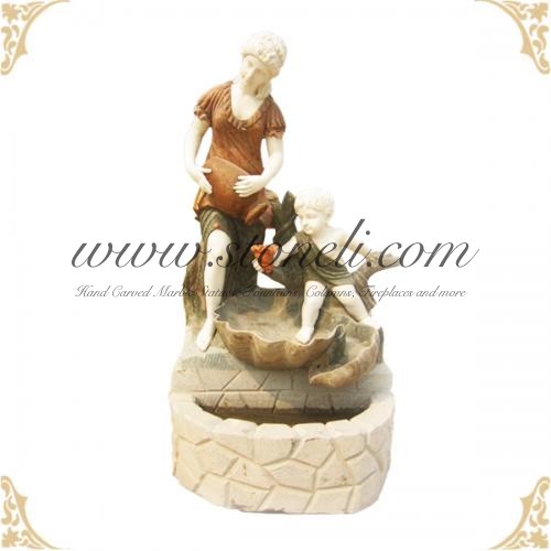 LADY AND BOY MARBLE FOUNTAIN